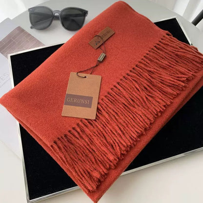 Womens Thickened Fashionable Solid-Color Tassel Scarf