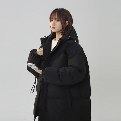 Womens Loose-fitting Solid-color Versatile Cotton Coat
