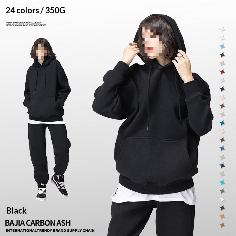 Solid-color Fleece-lined Hoodie For Teens Mens Style