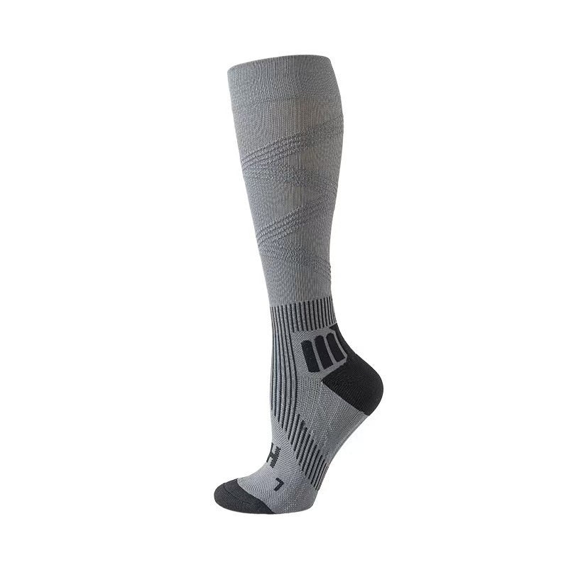 Womens Solid-color Compression Sock Four-season Terry-lined Thickened And Color-blocked