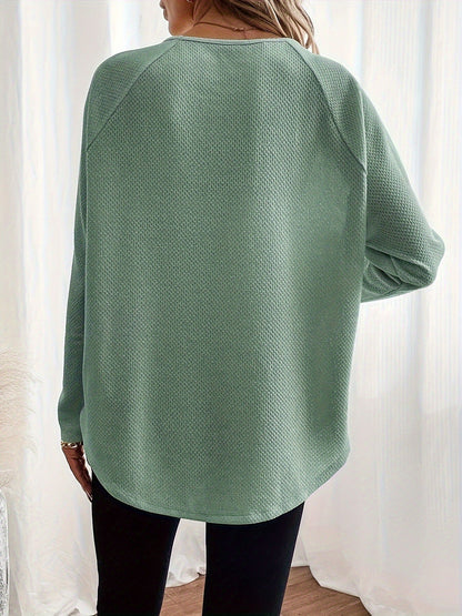 Autumn New Arrival  Solid Color Waffle-Knit Off-Shoulder Pullover Top For Loungewear