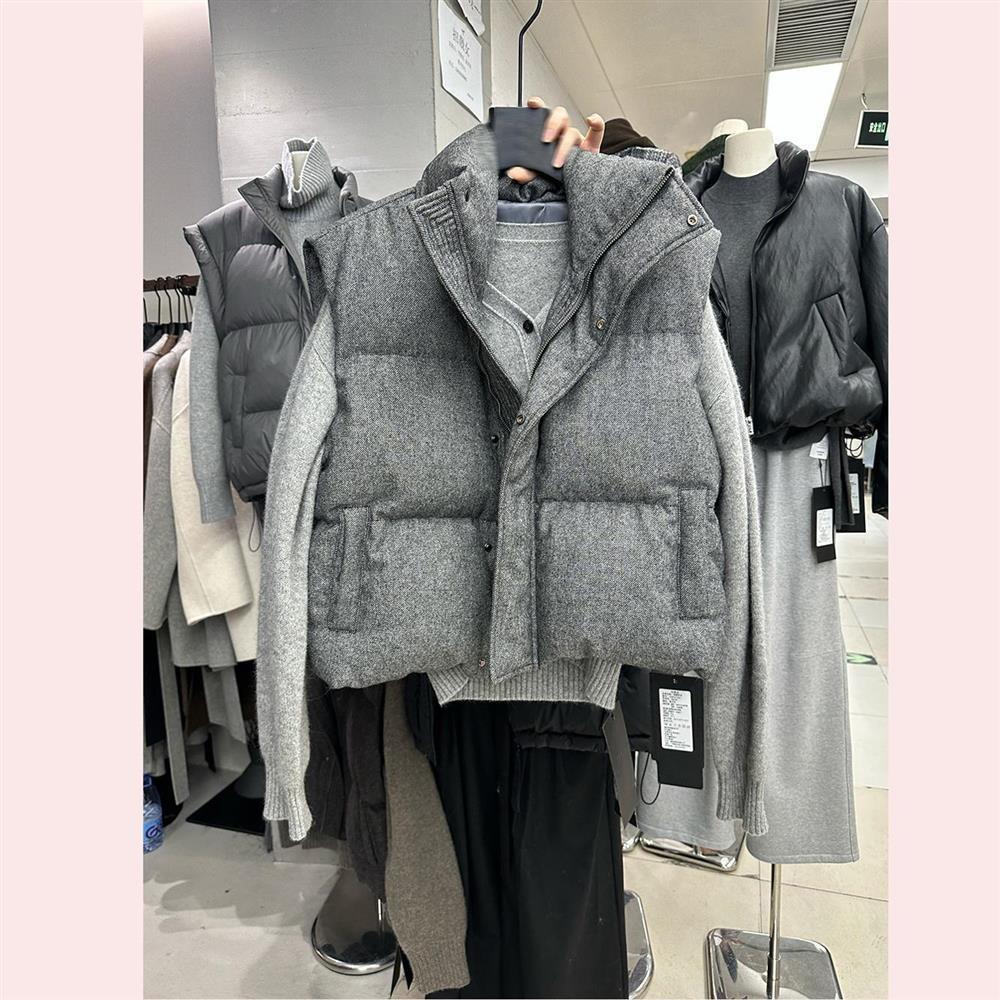Stand-collar Sleeveless Womens Outerwear Vest Casual Waistcoat
