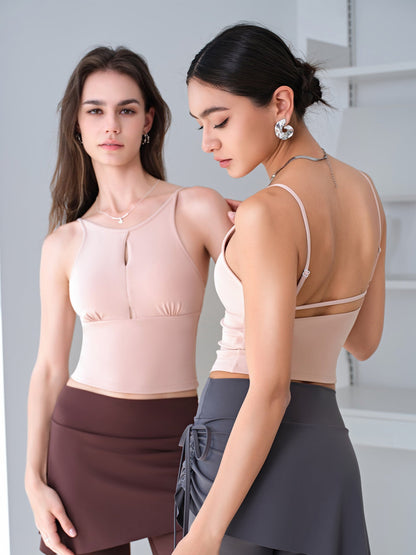 Women's Shock-Absorbing Slim-Fit Sports Bra, Hollow Out, Stretchy Tight, Open-Back Design Camisole Tank Top For Women