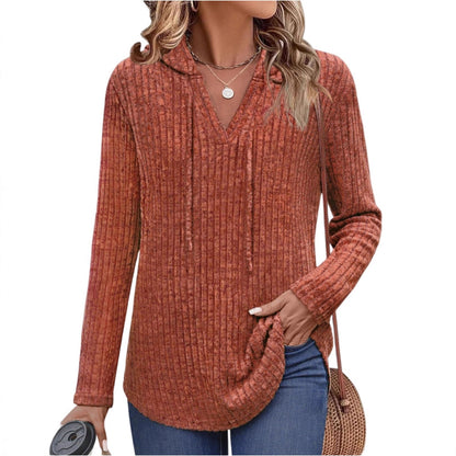 Long-sleeved Ribbed Brushed T-shirt Loose Fit