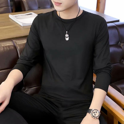 Autumn And Winter Military Fans Men's T-shirt Long Sleeve Slim Solid Color Crew Neck Pullover Original Men's Bottoming Shirt Manufacturers Wholesale