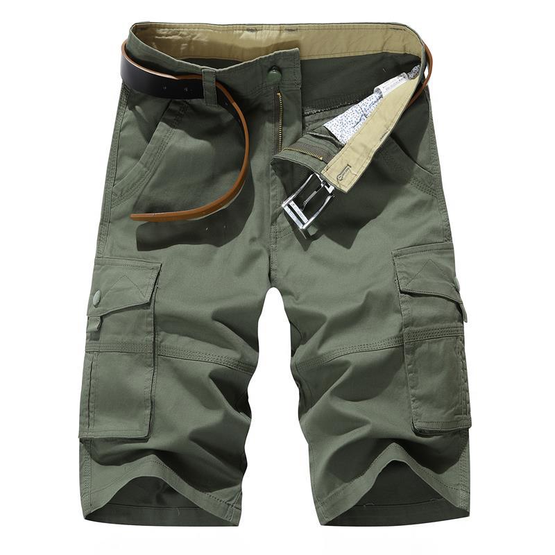 Men Summer Loose Fit Cotton Cargo Shorts Thin Fabric Multi Pocket Camo Bermuda & Capri Casual Pants