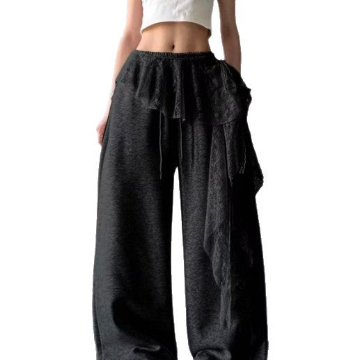 Lace-panelled Wide-leg Pants For Women