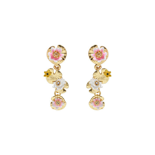 Water Lily Lotus Leaf Earrings