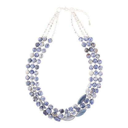 Denim Kyanite Blue Lapis Sterling Silver Strand Necklace