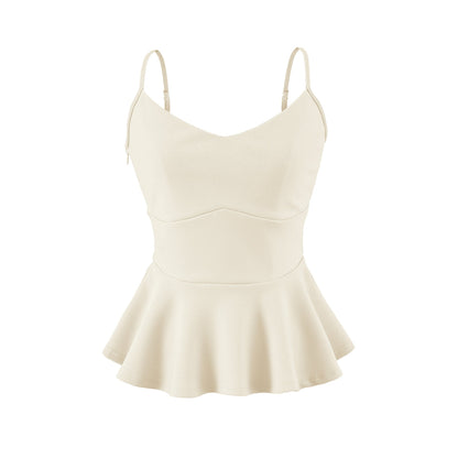 Cropped Ruffled-waistline Slim-fit Camisole Top