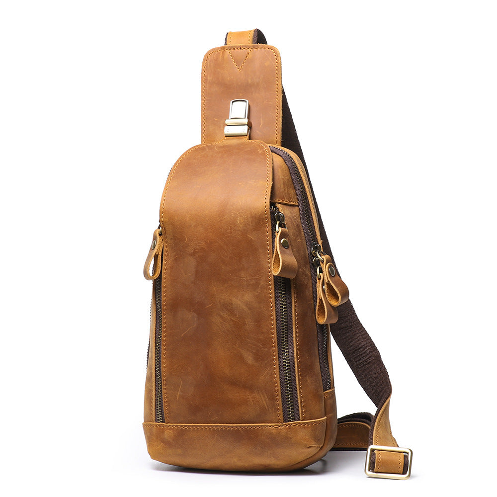 Men's Crazy Horse Leather Sports Crossbody Bag