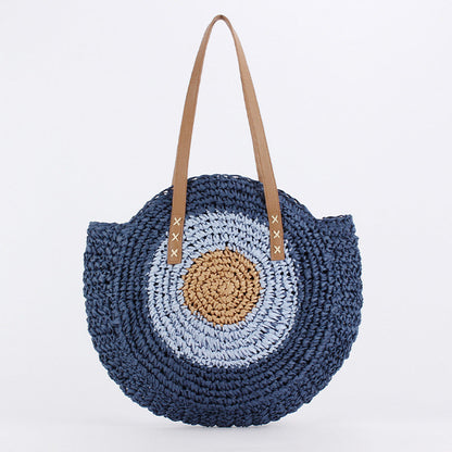 Round Straw Bag Fashionable Womens Shoulder