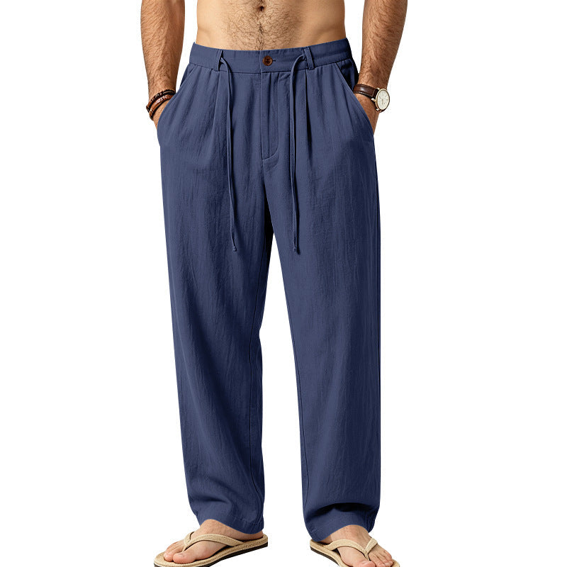 Loose-fit Mens Casual Straight-leg Trousers