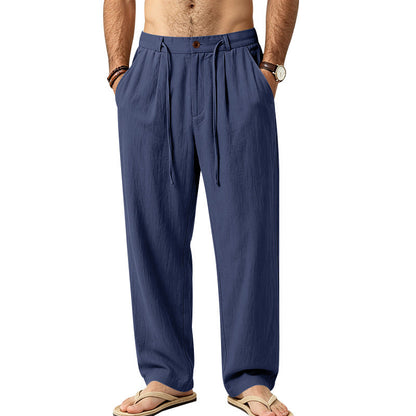 Loose-fit Mens Casual Straight-leg Trousers