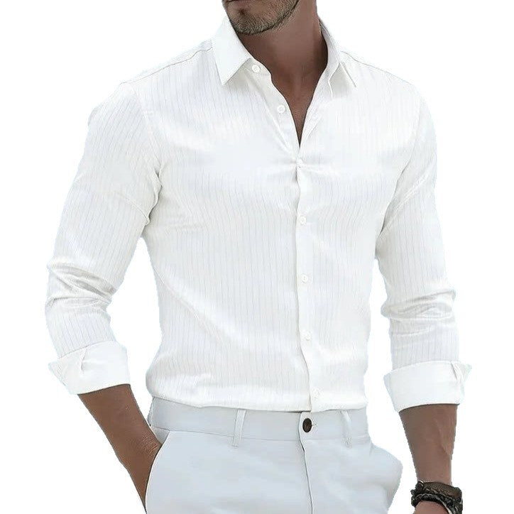 New Cross-border Mens Long-sleeve Striped Shirt
