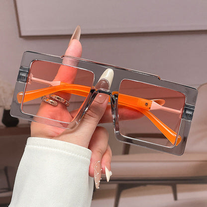 Wide-frame Square Blue-light-blocking Eyeglass Frames For Women