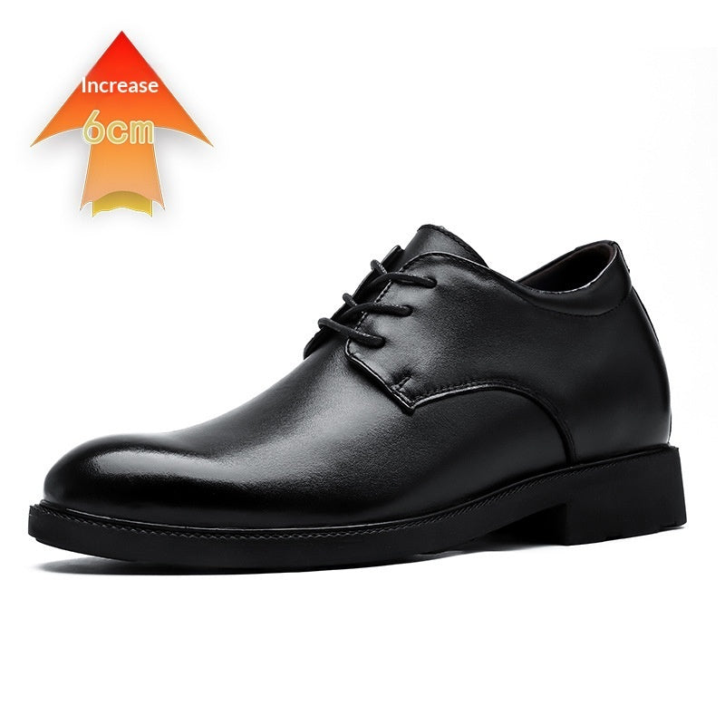 Mens Leather Dress Shoes With A Hidden Height-increasing Insole For Business Attire