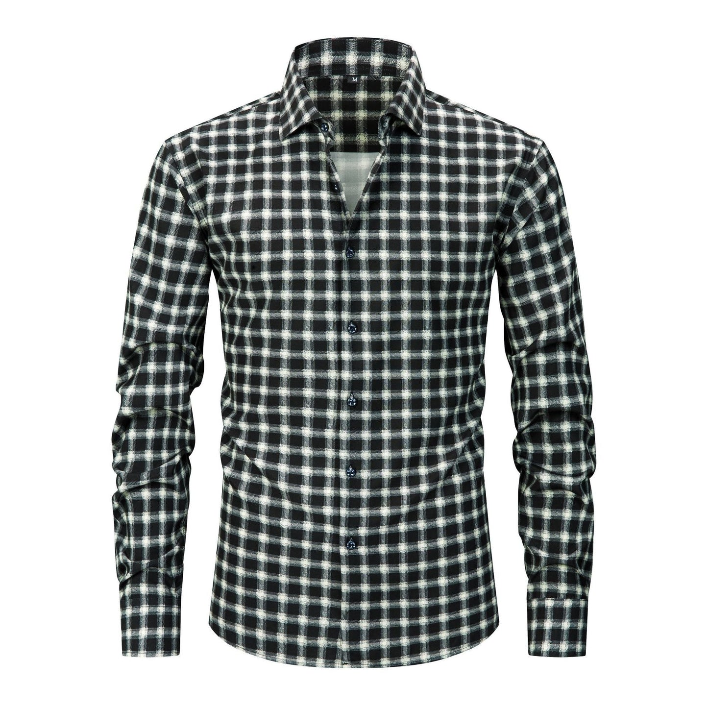 Mens Stretch Wrinkle-Free Digital-Print Plaid And Stripe Shirt