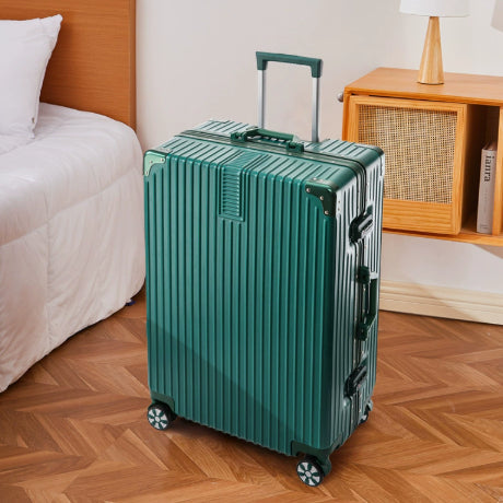 Womens Trolley Suitcase Large Capacity Durable Leather With A Lock And Zipper