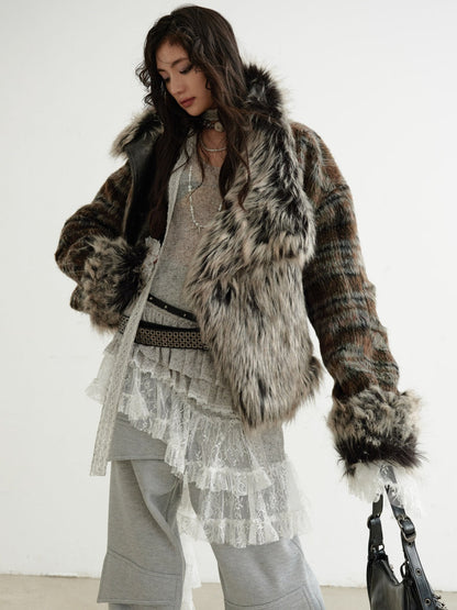 Women's Reversible Plaid PU Leather Jacket