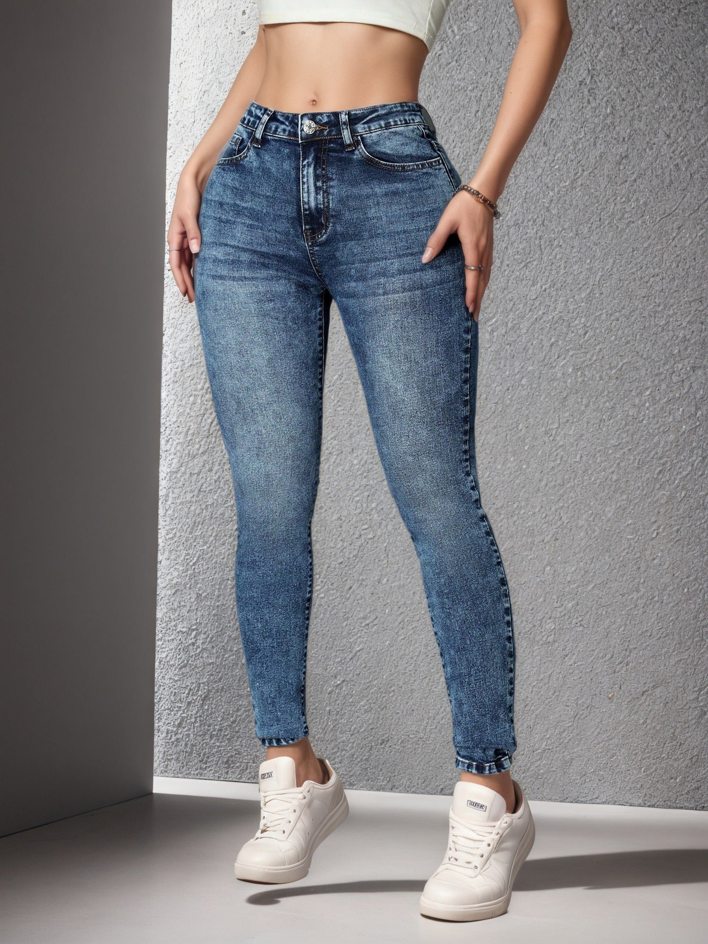 Stretchy Slim-fit Skinny Jeans High-waisted With Tummy-control Design