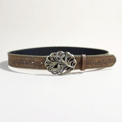 Casual Fashion Youth Leather Belt With A Snap Buckle Punk Style