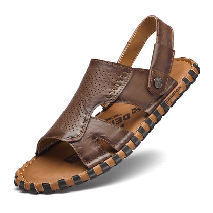 Leather Casual Outdoor Beach Thick-soled Slippers