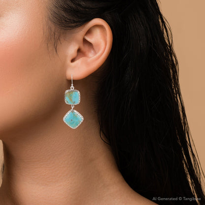 Gorgeous Blue Turquoise Sterling Silver Drop Earrings