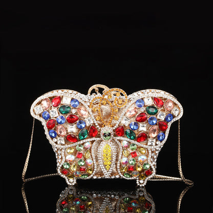 High-end Luxurious Heavy-Embroidered Shiny Champagne Bottle Rhinestone Evening Bag