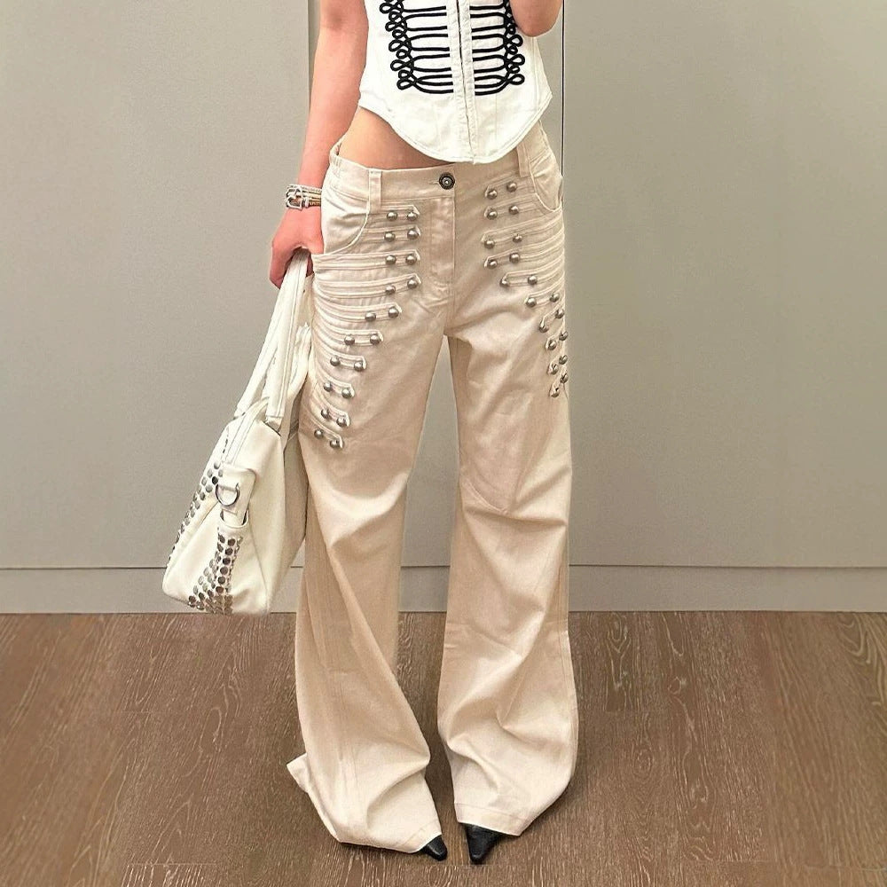 American-style Retro Metal-button Designer Jeans