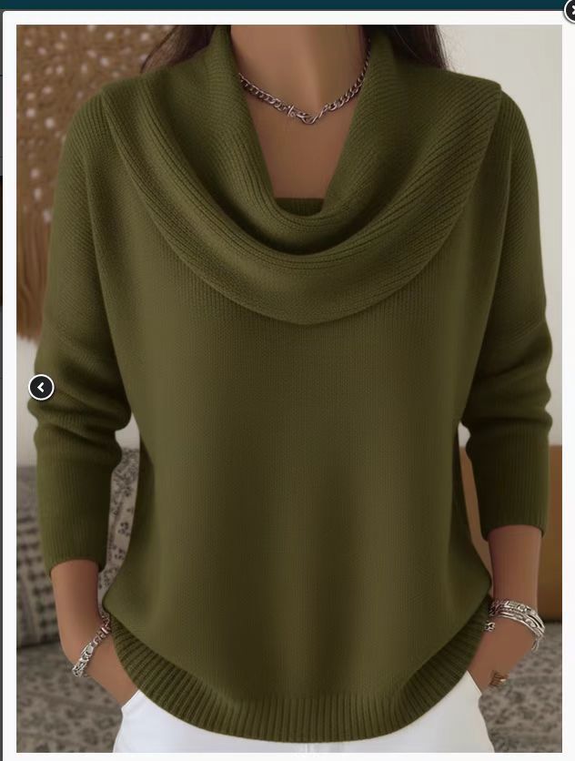 Long Sleeve Knit Sweater Casual Warm Solid Color Pullover Top For Autumn Winter Clothing
