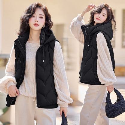 Women's AutumnWinter Detachable-Hood Vest Outerwear Gilet