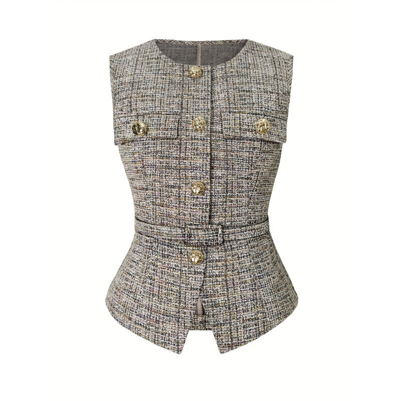 Waist-Cinching Belted Cardigan Vest