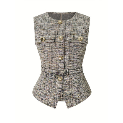 Waist-Cinching Belted Cardigan Vest