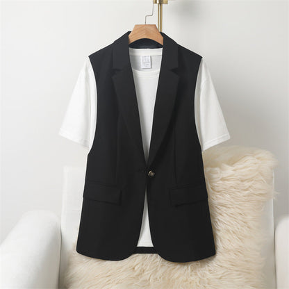 Womens Fashionable Slim-Fit Versatile Split-Panel Vest