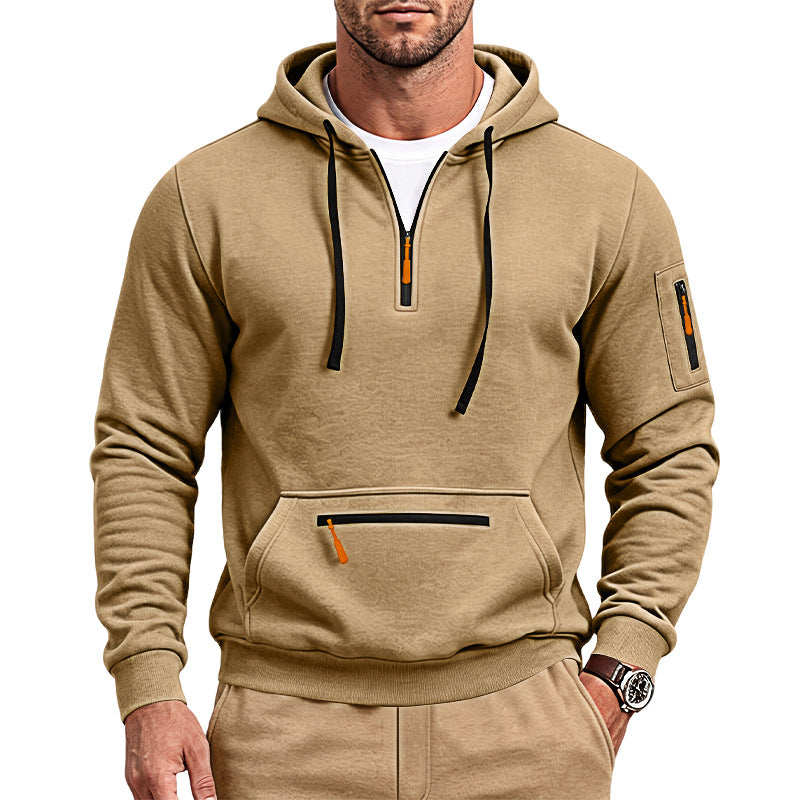 New Arrival European Size Half-Zip Multi-Pocket Casual Loose Sports Pullover Hoodie For Cross-Border Foreign Trade, Amazon Listing