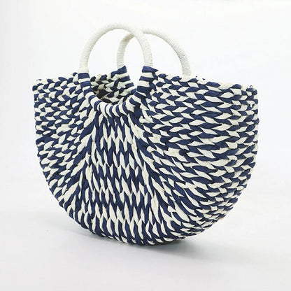 Straw Hand-woven Tote Bag With Dual Straps