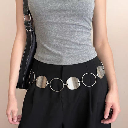 Bohemian-style Womens Metal-disc Minimalist Versatile Belt