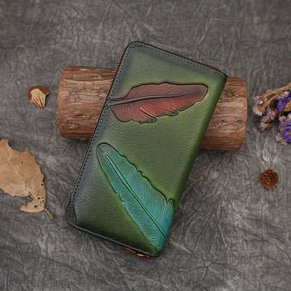 Retro-style New Floral And Botanical Pressed-flower Long Leather Wallet