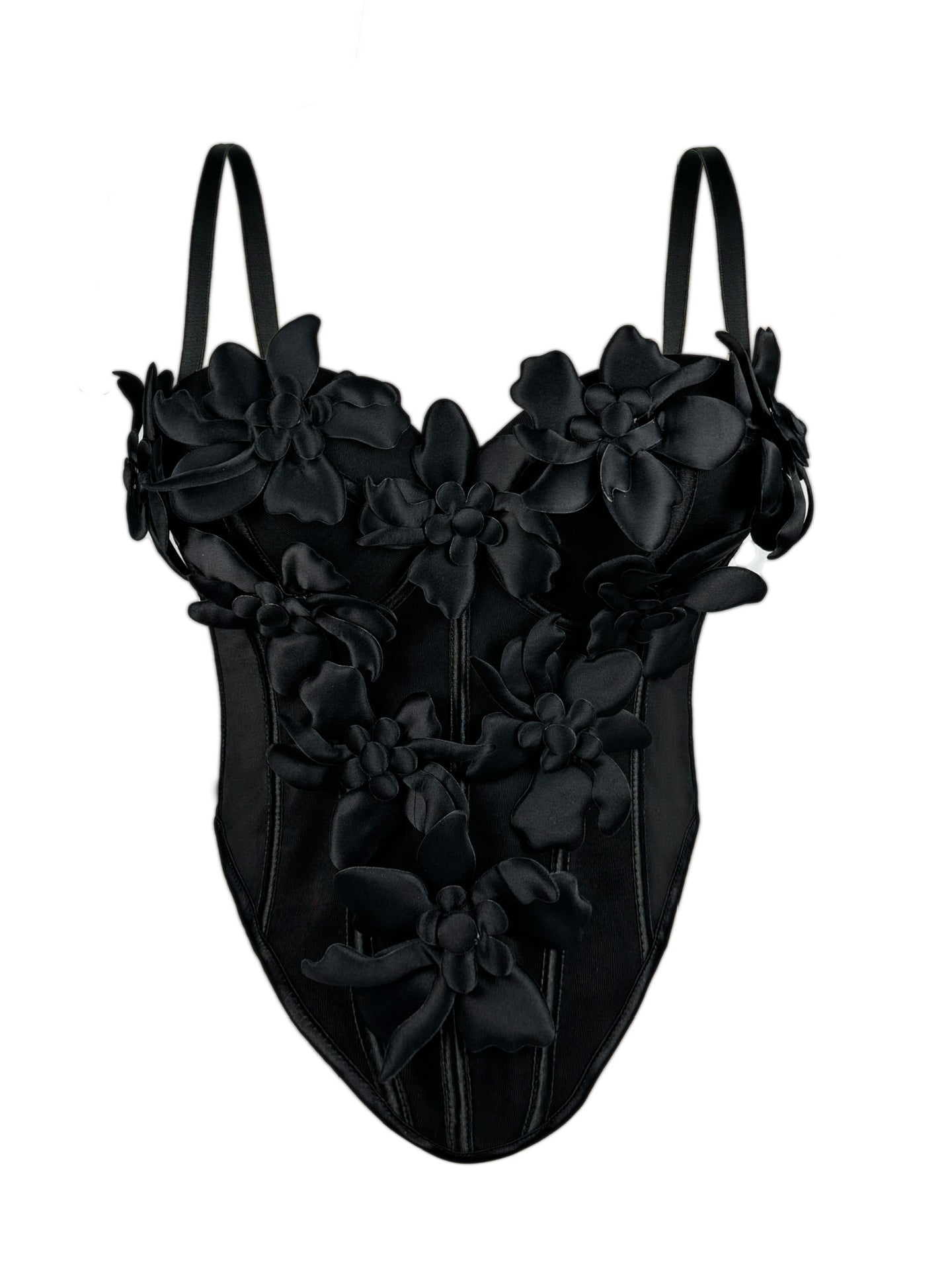 Cross-border Europe And The United States New Three-dimensional Flower Camisole Top Slim-fit Pure Desire Style Sexy Fish Bone Chest