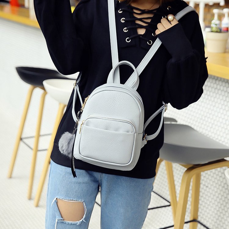 Retro Wild Fashion Mini Fur Ball Backpack Women