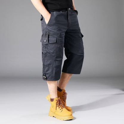 Mens Cropped Long-Style Elastic Work Pants