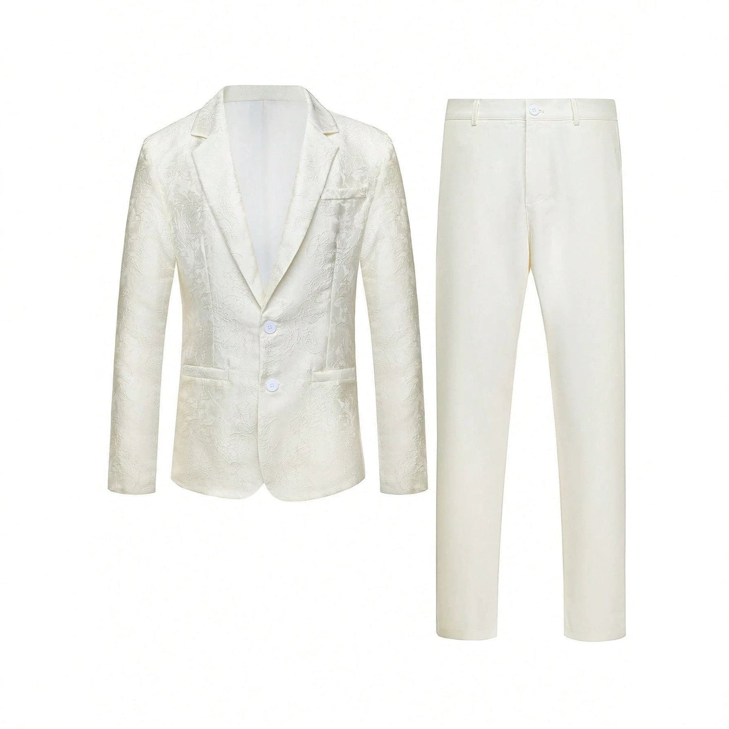 Dark-Pattern Jacquard Light Business Suit Set