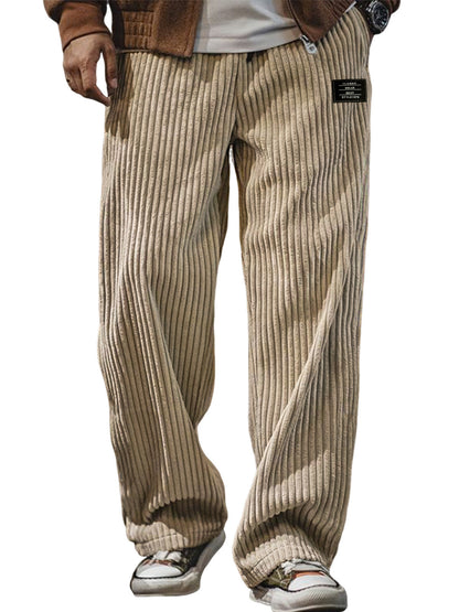 Pocket-embroidered Black-label Loose Straight-leg Casual Pants