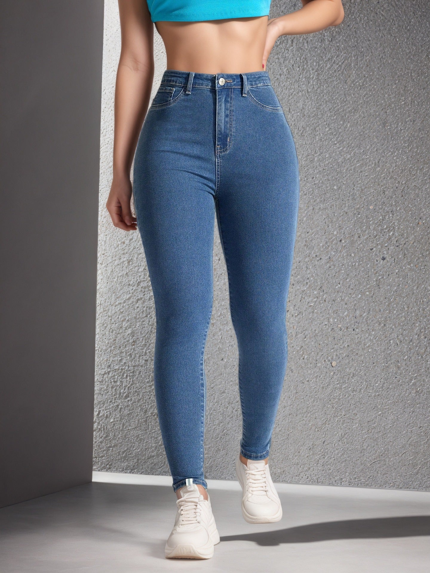 Stretchy Slim-fit Skinny Jeans High-waisted With Tummy-control Design