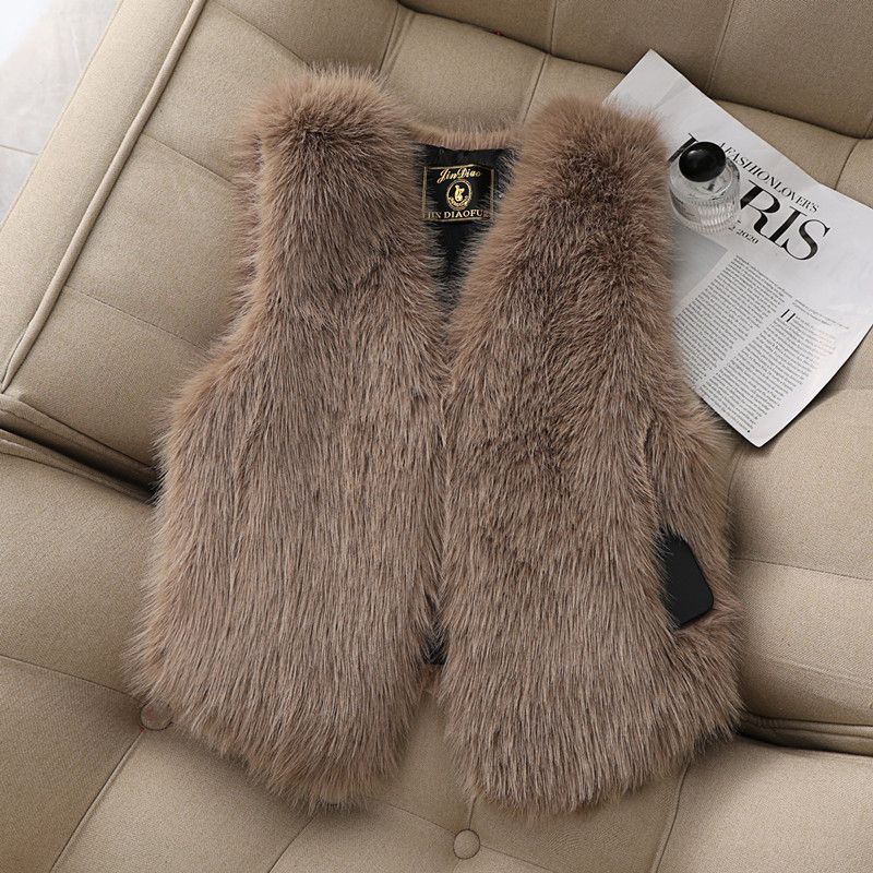 Womens Winter Wool Fur Warm Vest