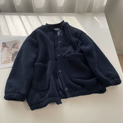 Brushed Thickened Loose-fitting Cardigan Coat