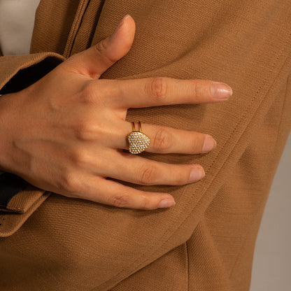 Micro Rhinestone Love Heart-shaped Ring