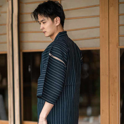 Mens Portable Striped Printed Loungewear Pajama Set