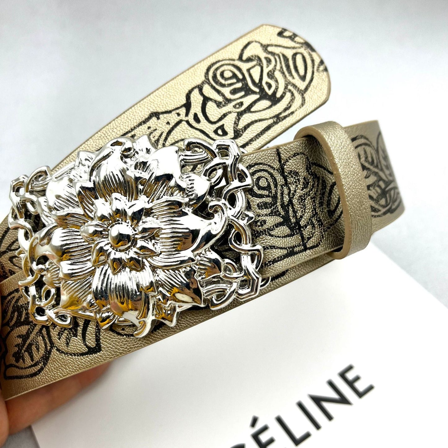 Punk-style Personalized Vintage Embossed Hollow-out Womens Belt